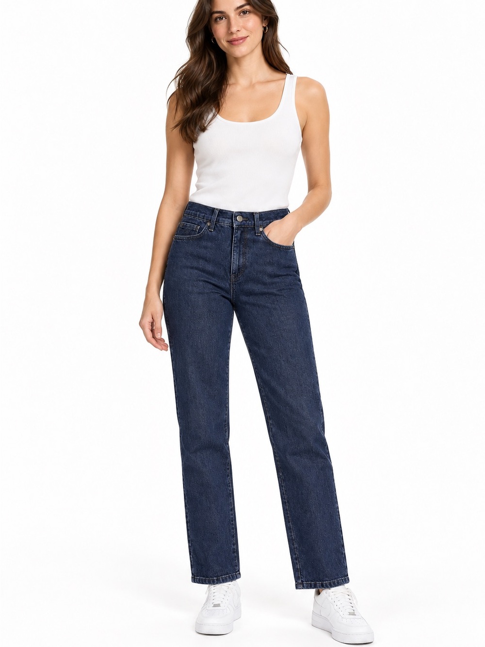 Gloria Vanderbilt Amanda Straight-Leg Jeans in Dark Blue Denim